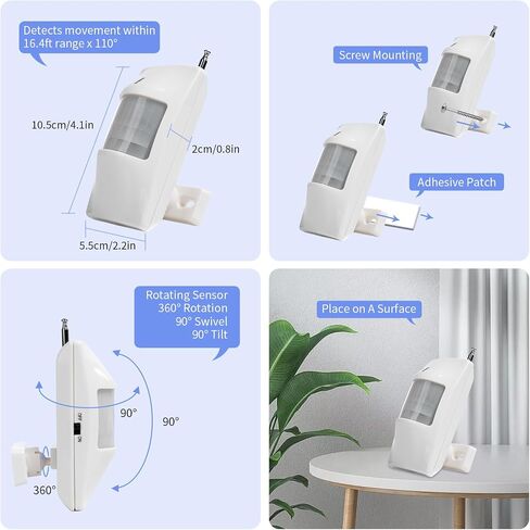 Motion Sensor Bed Alarm Caregiver Pager Indoor Alarm Room with Wireless Motion Fall Prevention for Elderly Monitoring Seniors Dementia Patients Seniors Home Door Chime (SJ PR1+CPM+SW+HG1-1+1+1+1) in Kuwait