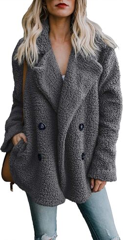 Dokotoo Womens 2024 Winter Fleece Teddy Bear Sherpa Jacket Coats with Pockets in Saudi Arabia