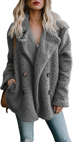 Dokotoo Womens 2024 Winter Fleece Teddy Bear Sherpa Jacket Coats with Pockets in Saudi Arabia