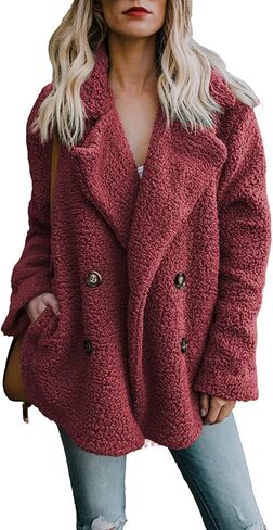 Dokotoo Womens 2024 Winter Fleece Teddy Bear Sherpa Jacket Coats with Pockets in Saudi Arabia