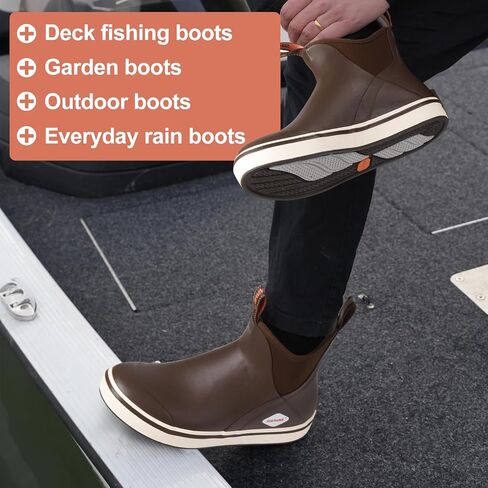Showave Men's Deck Boots Waterproof Ankle Rain Boots High Performance Sports Sailing Booties Non-slip Rubber Boots Outdoors in Saudi Arabia