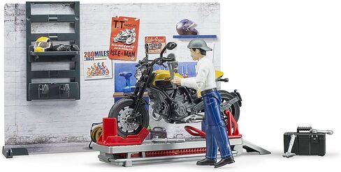 Bruder Bworld Set - Motorcycle Service w/Ducati Scrambler Cafe Racer in Saudi Arabia