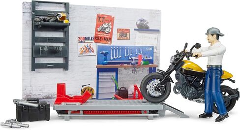 Bruder Bworld Set - Motorcycle Service w/Ducati Scrambler Cafe Racer in Saudi Arabia