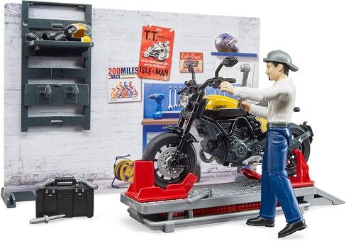 Bruder Bworld Set - Motorcycle Service w/Ducati Scrambler Cafe Racer in Saudi Arabia
