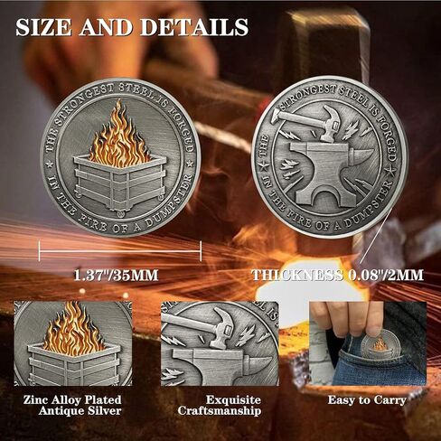 CHURYUML Dumpster Fire Coin ميدالية مرحة لتقدير الموظفين، هدايا هدية لزملاء العمل، هدايا مكتبية مضحكة للرجال والنساء، زملاء العمل، هدايا ملهمة لديكور المكتب in Kuwait