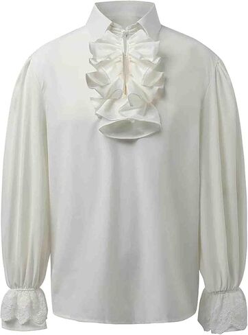 قميص قرصان رجالي مصاص دماء عصر النهضة الفيكتوري Steampunk من القرون الوسطى للهالوين قميص مكشكش زي علوي in Kuwait