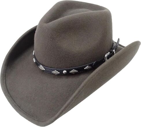 Western Hat Band for Cowboy Hats by Silver Canyon, Vegan Leather with Antiqued Diamond Concho and Studs in Saudi Arabia