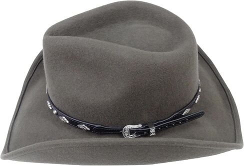 Western Hat Band for Cowboy Hats by Silver Canyon, Vegan Leather with Antiqued Diamond Concho and Studs in Saudi Arabia