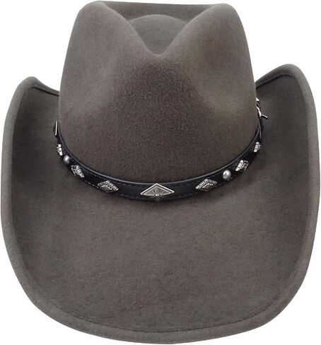 Western Hat Band for Cowboy Hats by Silver Canyon, Vegan Leather with Antiqued Diamond Concho and Studs in Saudi Arabia