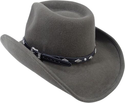Western Hat Band for Cowboy Hats by Silver Canyon, Vegan Leather with Antiqued Diamond Concho and Studs in Saudi Arabia
