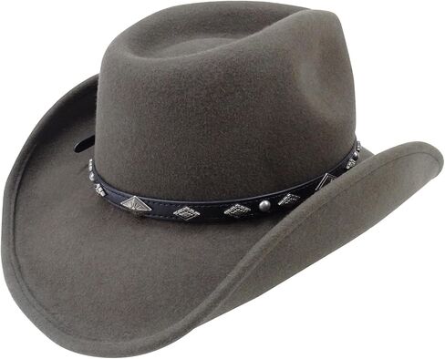Western Hat Band for Cowboy Hats by Silver Canyon, Vegan Leather with Antiqued Diamond Concho and Studs in Saudi Arabia