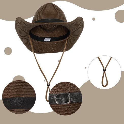 قبعات رعاة البقر من القش للجنسين من choyaxo مع نظارات شمسية مجموعة زي رعاة البقر الغربي بما في ذلك قبعة رعاة البقر والنظارات الشمسية زي رعاة البقر للهالوين والحفلات والشاطئ in Kuwait