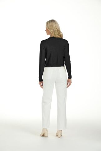 Women's Long Sleeve Shrug with Decorative White Buttons Up and Faux Pockets Cropped Bolero Cardigans in Kuwait