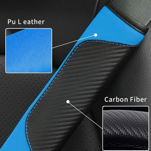 2PCS Car Seat Belt Cover, Carbon Fiber Safety Seatbelt Shoulder Strap Covers, Breathable Leather Soft Harness Pad for Car Interior Accessories (Black/Gray) in Saudi Arabia