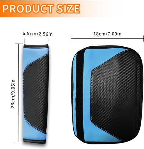 2PCS Car Seat Belt Cover, Carbon Fiber Safety Seatbelt Shoulder Strap Covers, Breathable Leather Soft Harness Pad for Car Interior Accessories (Black/Gray) in Saudi Arabia