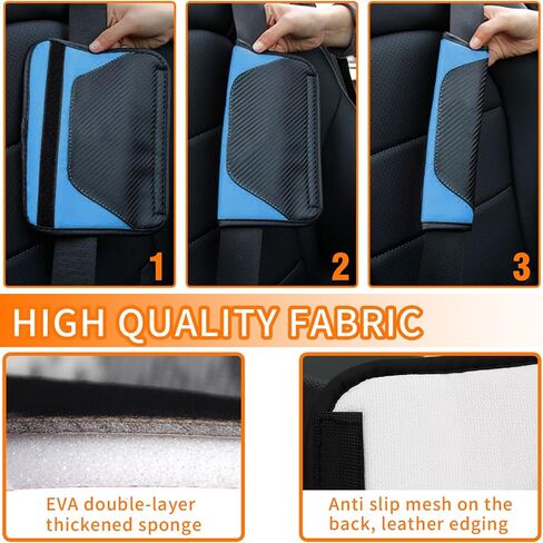 2PCS Car Seat Belt Cover, Carbon Fiber Safety Seatbelt Shoulder Strap Covers, Breathable Leather Soft Harness Pad for Car Interior Accessories (Black/Gray) in Saudi Arabia