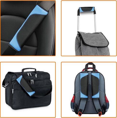 2PCS Car Seat Belt Cover, Carbon Fiber Safety Seatbelt Shoulder Strap Covers, Breathable Leather Soft Harness Pad for Car Interior Accessories (Black/Gray) in Saudi Arabia