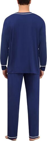 SWOMOG Mens Pajamas Set Modal Long Sleeve Sleepwear Crew Neck Pjs 2 Piece Loungewear Nightshirt Top & Pants with Pockets in Saudi Arabia