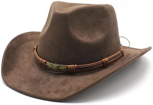 قبعات رعاة البقر الغربية ذات حافة واسعة للنساء والرجال من جلد الغزال راعية البقر فيدورا بنما للنساء والرجال in Kuwait