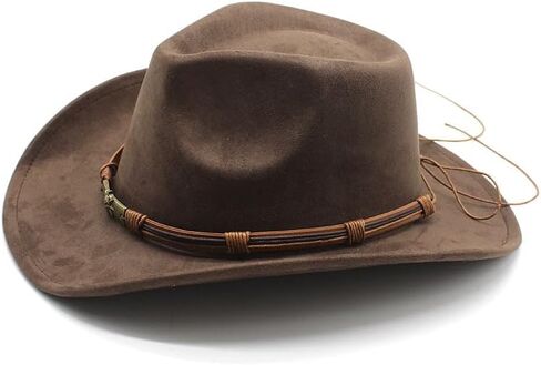 قبعات رعاة البقر الغربية ذات حافة واسعة للنساء والرجال من جلد الغزال راعية البقر فيدورا بنما للنساء والرجال in Kuwait