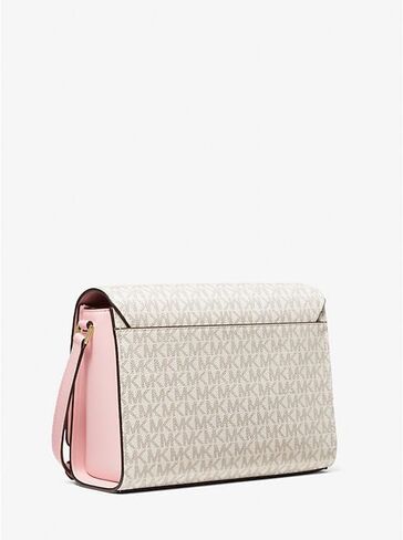 Michael Kors Mimi Medium Leather Messenger Crossbody (Powder Blush Multi) in Saudi Arabia