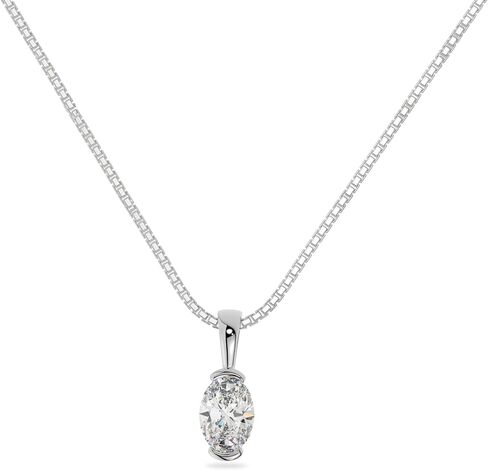 14K Gold Lab Grown Moissanite Oval Shape Half Bezel | 1 ctw | Pendant Only | FOR HER in Saudi Arabia