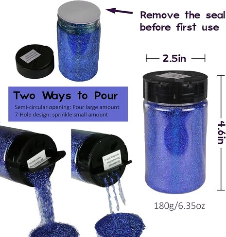 Craft And Party, Holographic Glitter, 6.35oz Silver Glitter, Holographic Fine Glitter, Glitter Powder for Craft, Hair, Nail and Body. in Kuwait