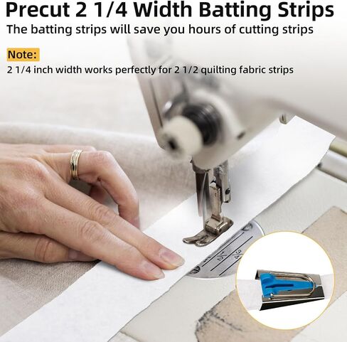 Jelly Roll Batting Strips for Rugs 2 1/4 Inches 55 Yards, Needle Punched Cotton Blend Batting Roll with Fabric Tube Maker for Braided Throw Jelly Roll Rugs/Purses/Quilts/Stuffed Plush Toys/Bags in Saudi Arabia
