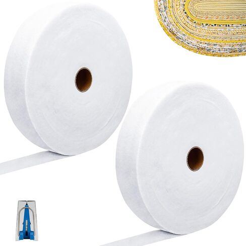 Jelly Roll Batting Strips for Rugs 2 1/4 Inches 55 Yards, Needle Punched Cotton Blend Batting Roll with Fabric Tube Maker for Braided Throw Jelly Roll Rugs/Purses/Quilts/Stuffed Plush Toys/Bags in Saudi Arabia
