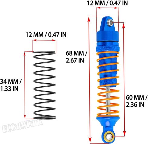 Alloy Front Rear RC Shocks Absorber Upgrades Part for 1/18 LaTrax Teton/LaTrax Desert Prerunner,Aluminum 4PCS RC Absorber Shocks,Titanium in Kuwait