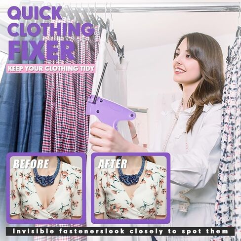 Fine Stitch Gun for Clothes, Stitchy Quick Clothing Fixer, Clothing Stitch Gun, Quilt Tacking Gun, Stitch Gun, Tagging Stitch Tool for Clothing with 6 Fine Needles & 1000 Pcs Fasteners (Pink) in Kuwait