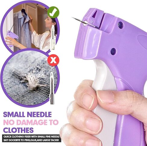 Fine Stitch Gun for Clothes, Stitchy Quick Clothing Fixer, Clothing Stitch Gun, Quilt Tacking Gun, Stitch Gun, Tagging Stitch Tool for Clothing with 6 Fine Needles & 1000 Pcs Fasteners (Pink) in Kuwait
