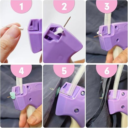 Fine Stitch Gun for Clothes, Stitchy Quick Clothing Fixer, Clothing Stitch Gun, Quilt Tacking Gun, Stitch Gun, Tagging Stitch Tool for Clothing with 6 Fine Needles & 1000 Pcs Fasteners (Pink) in Kuwait