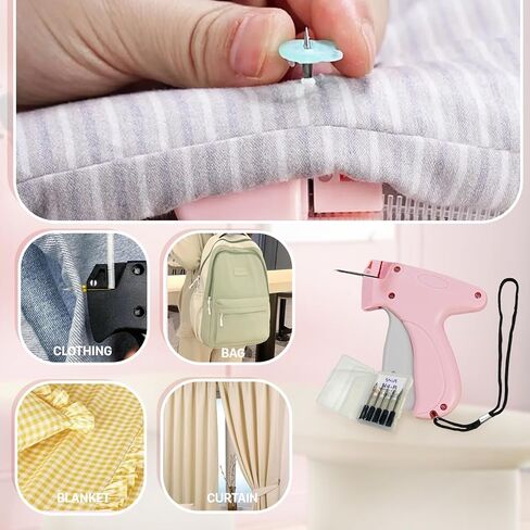 Fine Stitch Gun for Clothes, Stitchy Quick Clothing Fixer, Clothing Stitch Gun, Quilt Tacking Gun, Stitch Gun, Tagging Stitch Tool for Clothing with 6 Fine Needles & 1000 Pcs Fasteners (Pink) in Kuwait