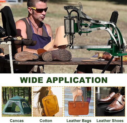 ماكينة إصلاح الأحذية اليدوية من الجلد من توللي، إطار من سبائك الألومنيوم المطورة - مقاومة للصدأ وقوية، ماكينة خياطة جلدية صغيرة شديدة التحمل للخياطة اليدوية بخط مزدوج من النايلون والقطن in Kuwait