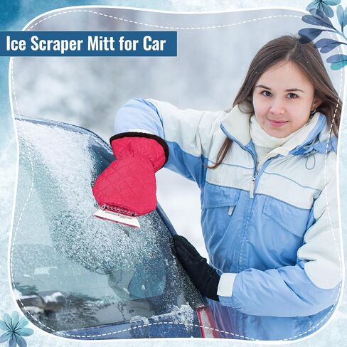 WILLBOND Ice Scraper with Glove Waterproof Car Windshield Scraper No Scratch Comfortable Glove Ice Scraper Windproof Warm Car Scraper Mitt for SUV Vehicle Truck Snow Quickly Removal (Hot Pink) in Saudi Arabia
