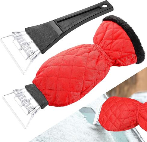 WILLBOND Ice Scraper with Glove Waterproof Car Windshield Scraper No Scratch Comfortable Glove Ice Scraper Windproof Warm Car Scraper Mitt for SUV Vehicle Truck Snow Quickly Removal (Hot Pink) in Saudi Arabia