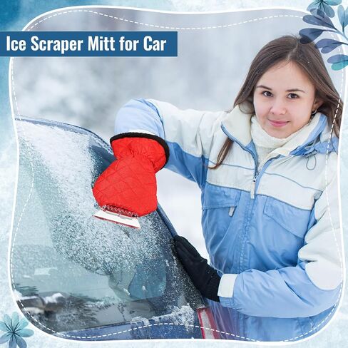 WILLBOND Ice Scraper with Glove Waterproof Car Windshield Scraper No Scratch Comfortable Glove Ice Scraper Windproof Warm Car Scraper Mitt for SUV Vehicle Truck Snow Quickly Removal (Hot Pink) in Saudi Arabia