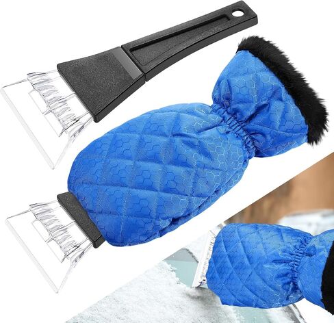 WILLBOND Ice Scraper with Glove Waterproof Car Windshield Scraper No Scratch Comfortable Glove Ice Scraper Windproof Warm Car Scraper Mitt for SUV Vehicle Truck Snow Quickly Removal (Hot Pink) in Saudi Arabia