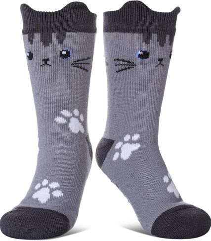 FNOVCO Cat Slipper Socks for Women with Grippers Fuzzy Soft Thick Winter Cozy Indoor Non Slip Warm Socks in Kuwait
