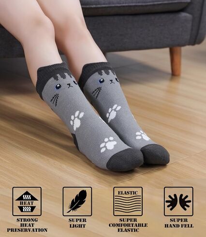FNOVCO Cat Slipper Socks for Women with Grippers Fuzzy Soft Thick Winter Cozy Indoor Non Slip Warm Socks in Kuwait