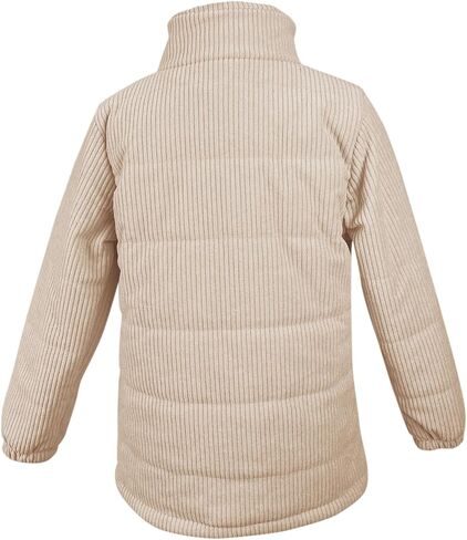 Floral Find Girls Long Sleeve Winter Jacket Coats Zip Up Stand Collar Corduroy Quilted Outerwear Jackets with Pocket in Kuwait