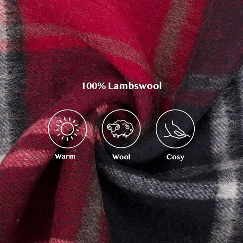 100% Lambswool Scarf - Plaid Tartan Check Soft Warm Scarf, Gift for Women and Men in Saudi Arabia
