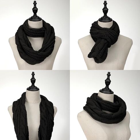 وشاح بحلقة دائرية إنفينيتي شتوية، مقاس 52 بوصة × 12 بوصة، أسود in Kuwait