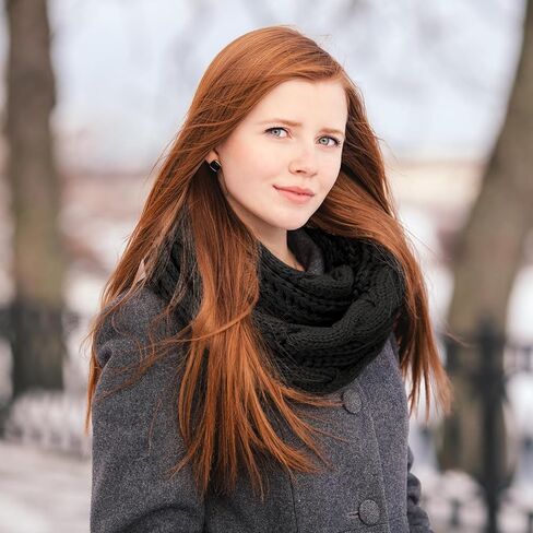 وشاح بحلقة دائرية إنفينيتي شتوية، مقاس 52 بوصة × 12 بوصة، أسود in Kuwait