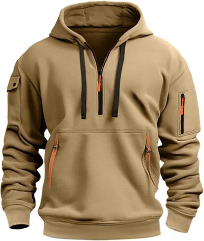 MANTORS Men's Fleece Hoodie Casual Long Sleeve 1/4 Zipper Pullover Sweatshirts in Saudi Arabia