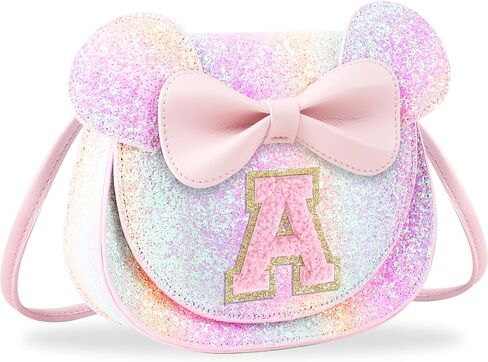 Birthday Gifts for 2 3 4 5 6 7 8 9 10 Year Old Girls, Toddler Kids Purse Little Girl Mouse Ear Bow Personalized Initial Purse in Saudi Arabia