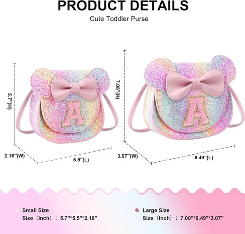 Birthday Gifts for 2 3 4 5 6 7 8 9 10 Year Old Girls, Toddler Kids Purse Little Girl Mouse Ear Bow Personalized Initial Purse in Saudi Arabia