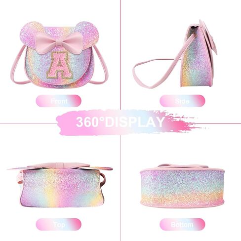 Birthday Gifts for 2 3 4 5 6 7 8 9 10 Year Old Girls, Toddler Kids Purse Little Girl Mouse Ear Bow Personalized Initial Purse in Saudi Arabia