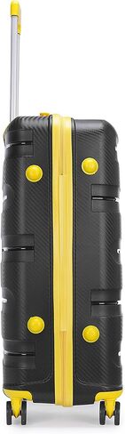 Voyager Trilogy Luggage Set - 3-Piece Hardshell Suitcases with 360 Spinner Wheels - Lightweight, Expandable in Red, Yellow, Blue, Purple, Green, Gold, Black (Black (Yellow Stripe) Set) in Saudi Arabia